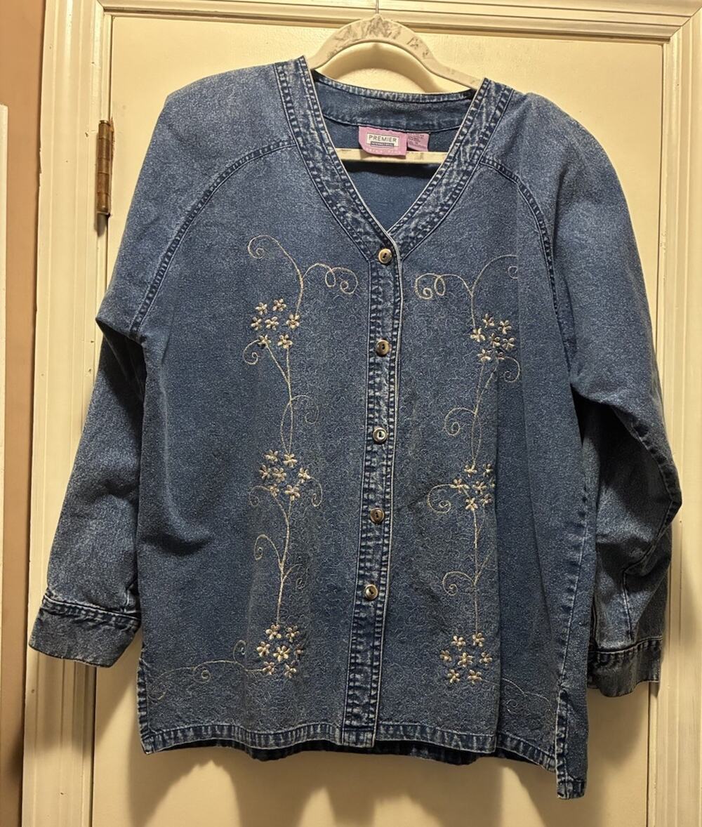 Premier International Women’s Jean Jacket 1xl Embroidered